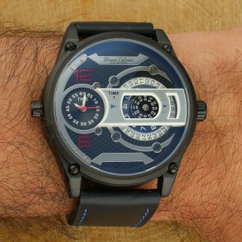 Zegarek męski Bruno Calvani Sport BC1349 Blue Black kwarcowy z grafitową tarczą i skórzanym paskiem sportowy.jpg